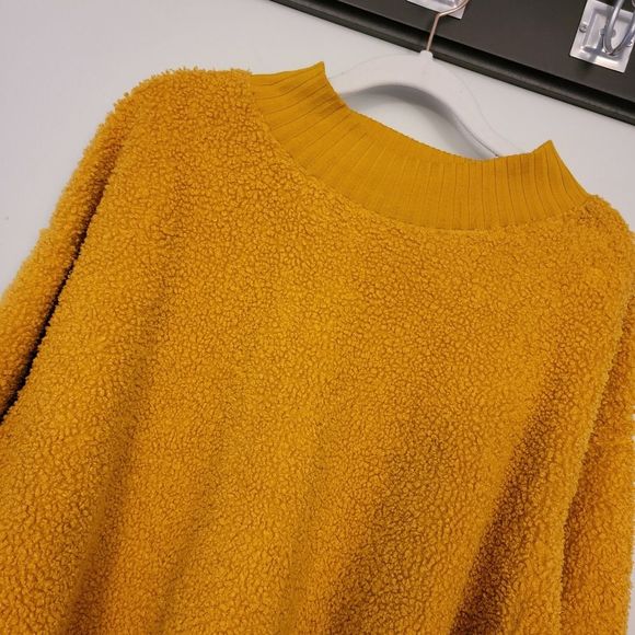 Anthropologie Mustard Yellow Fleece Sweatshirt - Picture 5 of 6